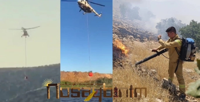 Nusaybin'deki yangınlar helikopterin müdahalesi ile söndürüldü